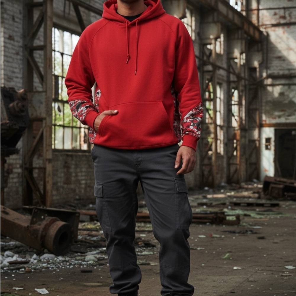 Red, Grey and Black Badger Sport Hoodie for Men